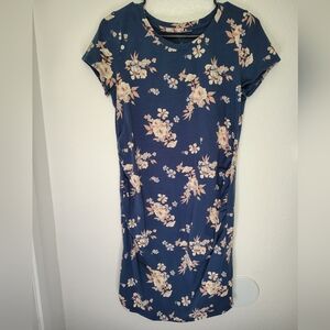 Sonoma Women's Maternity Navy Floral Print Dress With Rushed Sz M